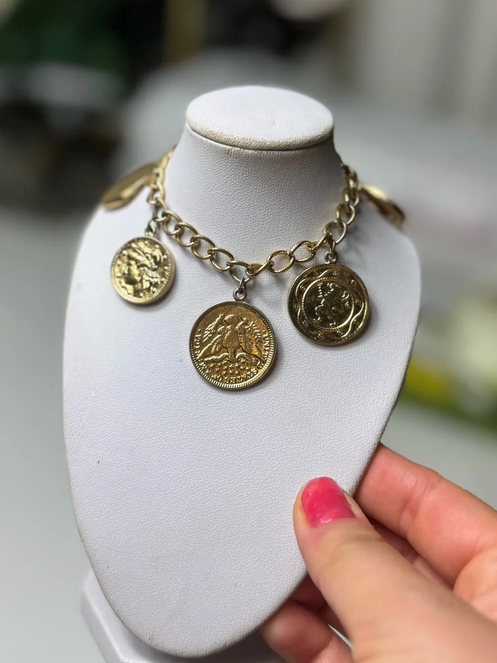Gold Coin Charm Link Bracelet - Women Jewelry - Picture 5 of 13